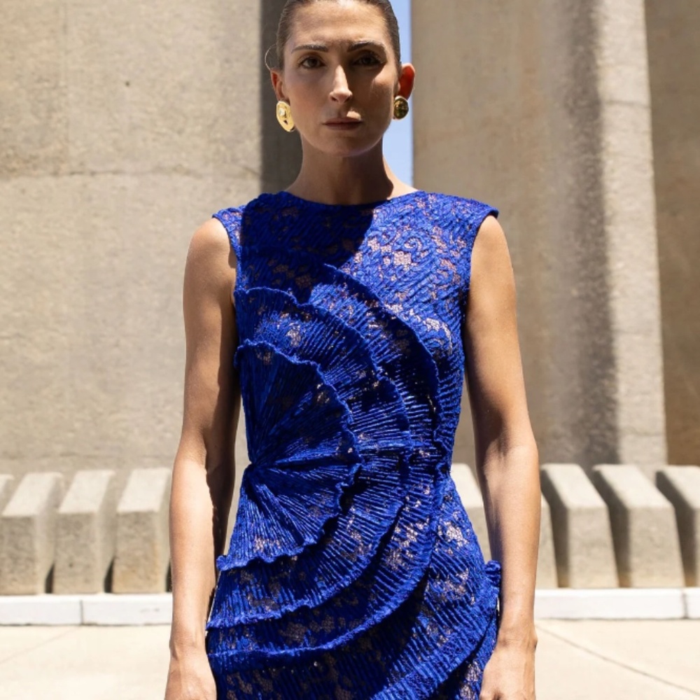 Georgia Hardinge Spiral Dress Floor Length in Cobalt